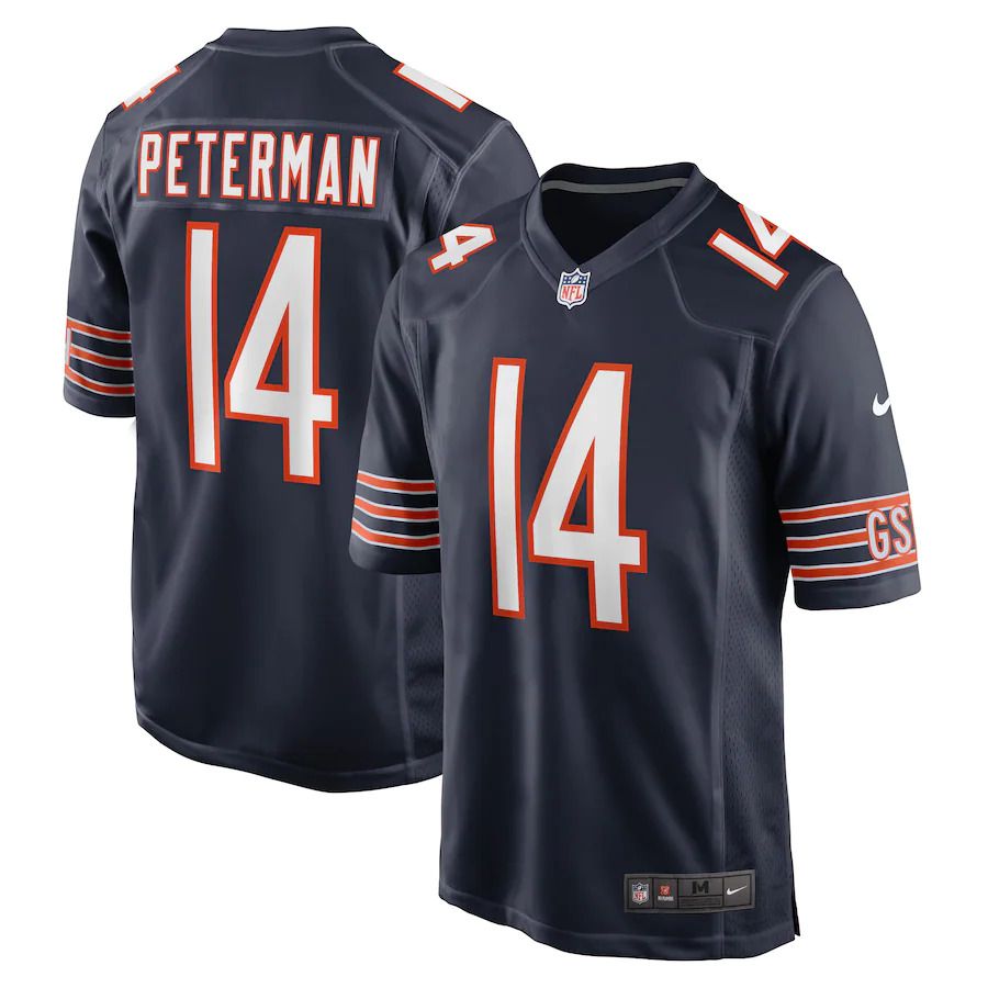 Men Chicago Bears #14 Nathan Peterman Nike Navy Game Player NFL Jersey